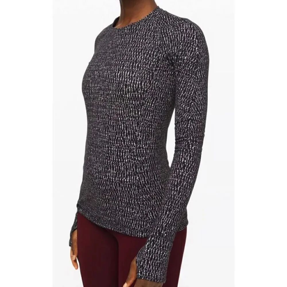 Lululemon Runderful running seamless black long sleeve SHIRT TOP sz 4